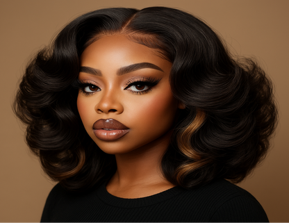 Perruque Bob Ondulée 13x4 HD – Cheveux Brésiliens Naturels, Densité 200%, Pré-Épilée avec Baby Hair
